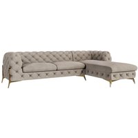 S-style Möbel - Chesterfield Ecksofa mit Ottomane Willow, Creme Samt von S-STYLE MÖBEL