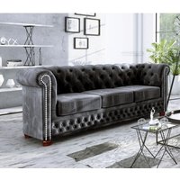S-style Möbel - Chesterfield Lothar Sofa 3-Sitzer aus Schwarz Samt mit Holzfüßen S-style Möbel - Chesterfield Lothar Sofa 3-Sitzer aus Schwarz Samt mit Holzfüßen von S-STYLE MÖBEL