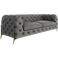 S-style Möbel - Chesterfield Sofa 3-Sitzer Willow mit Metall Füßen, Grau Samt S-style Möbel - Chesterfield Sofa 3-Sitzer Willow mit Metall Füßen, Grau Samt von S-STYLE MÖBEL
