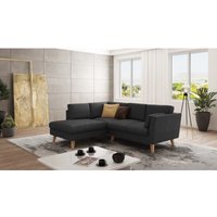 Ecksofa mit Holzfüßen Hannah aus Graphit Luxusmicrofaser von S-STYLE MÖBEL