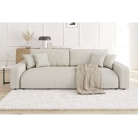 Emma - Sofa mit Schlaffunktion und Bettkasten in Beige Cord-Stoff schöner Sitzkomfort von S-STYLE MÖBEL