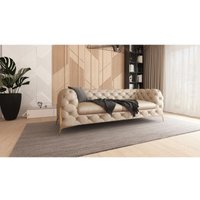 S-style Möbel - Kela - Chesterfield Sofa 3-Sitzer mit Goldene Metall Füßen aus Beige Samtstoff S-style Möbel - Kela - Chesterfield Sofa 3-Sitzer mit Goldene Metall Füßen aus Beige Samtstoff von S-STYLE MÖBEL