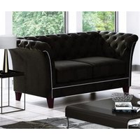 S-style Möbel - Larui - Chesterfield Sofa 2-Sitzer aus Schwarz Samt mit Holzfüßen S-style Möbel - Larui - Chesterfield Sofa 2-Sitzer aus Schwarz Samt mit Holzfüßen von S-STYLE MÖBEL