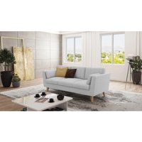 S-style Möbel - Sofa 3-Sitzer mit Holzfüßen Hannah aus Silber Luxusmicrofaser von S-STYLE MÖBEL