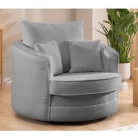 Ted - Drehsessel Love Seat xxl 360 Grad drehbar aus Grau Boucle-Stoff von S-STYLE MÖBEL
