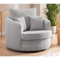 Ted - Drehsessel Love Seat xxl 360 Grad drehbar aus Hellgrau Cord-Stoff Ted - Drehsessel Love Seat xxl 360 Grad drehbar aus Hellgrau Cord-Stoff von S-STYLE MÖBEL