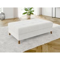 Viggo - Hocker mit Braun Holzfüßen im skandinavischen Stil aus Weiß Boucle-Stoff Viggo - Hocker mit Braun Holzfüßen im skandinavischen Stil aus Weiß Boucle-Stoff von S-STYLE MÖBEL