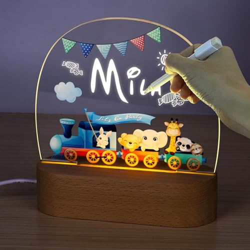 S SUNINESS Personalisierte Nachtlicht Baby LED Nachtlampe für Kinderzimmer, Schlummerlicht für Babys, Geschenk zur Taufe & Geburt (Zug) von S SUNINESS