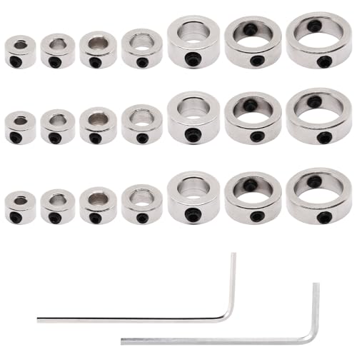 S SYDIEN Bohrer-Stop-Kragen-Set, 21-teiliges Bohr-Stop-Kragen-Set, Holzbearbeitungsring-Locator mit Schraubenschlüssel (1/8 Zoll, 1/4 Zoll, 5/32 Zoll, 3/16 Zoll, 5/16 Zoll, 3/8 Zoll, 1/2 Zoll) von S SYDIEN