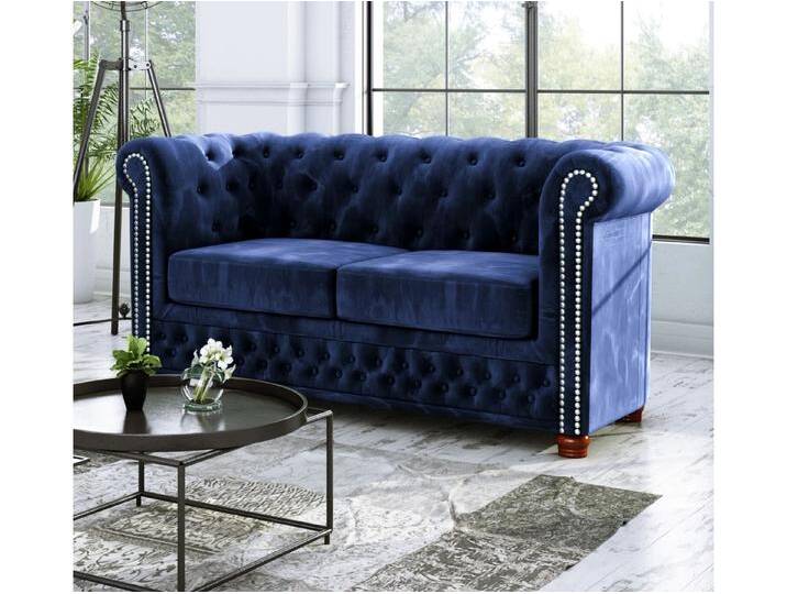 S-Style Möbel Alnem - Chesterfield Sofa 2-Sitzer aus Samt-Stoff mit Holzfüßen - Marineblau S-Style Möbel Alnem - Chesterfield Sofa 2-Sitzer aus Samt-Stoff mit Holzfüßen - Marineblau von S-Style Möbel