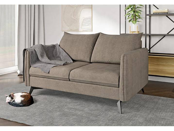 S-Style Möbel Calais - Modernes Sofa 2-Sitzer mit Schwarz Metall Füßen aus Luxusmicrofaser - Dunkelbeige S-Style Möbel Calais - Modernes Sofa 2-Sitzer mit Schwarz Metall Füßen aus Luxusmicrofaser - Dunkelbeige von S-Style Möbel