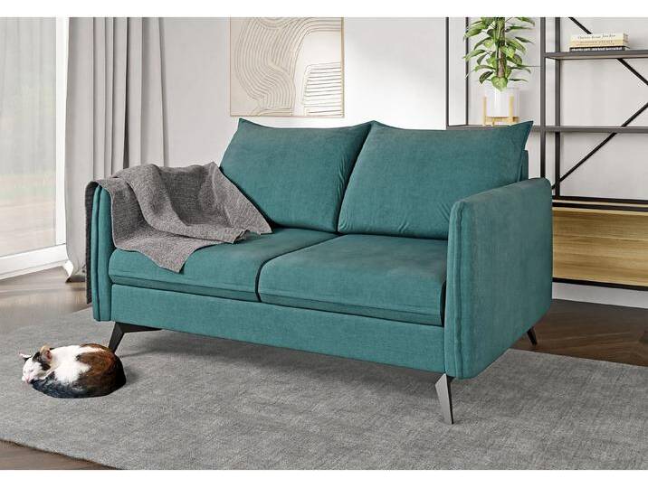S-Style Möbel Calais - Modernes Sofa 2-Sitzer mit Schwarz Metall Füßen aus Luxusmicrofaser - Türkis S-Style Möbel Calais - Modernes Sofa 2-Sitzer mit Schwarz Metall Füßen aus Luxusmicrofaser - Türkis von S-Style Möbel