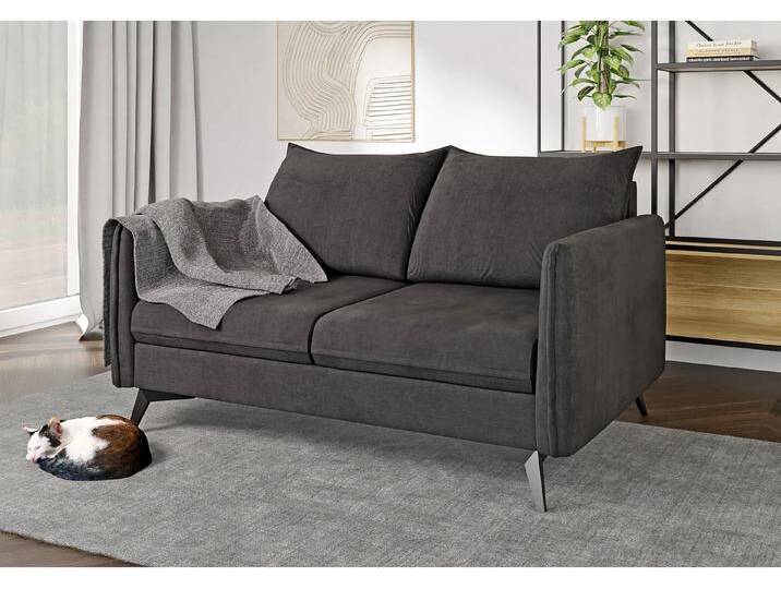 S-Style Möbel Calais - Modernes Sofa 2-Sitzer mit Schwarz Metall Füßen aus Luxusmicrofaser - Graphit S-Style Möbel Calais - Modernes Sofa 2-Sitzer mit Schwarz Metall Füßen aus Luxusmicrofaser - Graphit von S-Style Möbel
