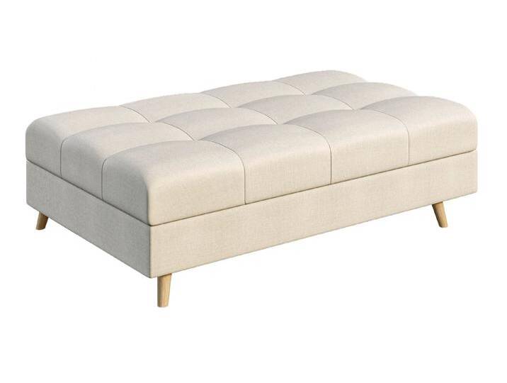 S-Style Möbel Charlotte - Fußhocker mit Holzfüßen im skandinavischen Stil - Ecru von S-Style Möbel