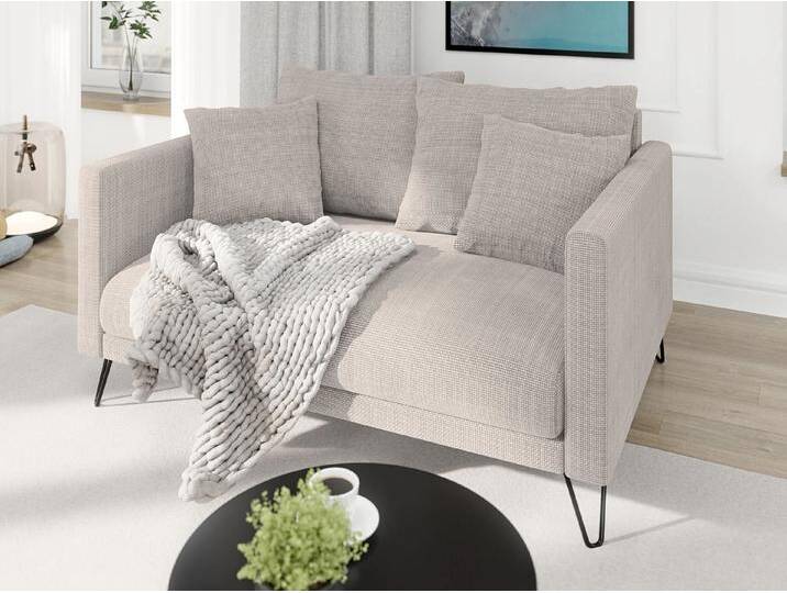 S-Style Möbel Harmony - Modernes Sofa 2-Sitzer aus Chenille-Stoff mit Hohen Schwarzen Metallfüßen - Taupe S-Style Möbel Harmony - Modernes Sofa 2-Sitzer aus Chenille-Stoff mit Hohen Schwarzen Metallfüßen - Taupe von S-Style Möbel