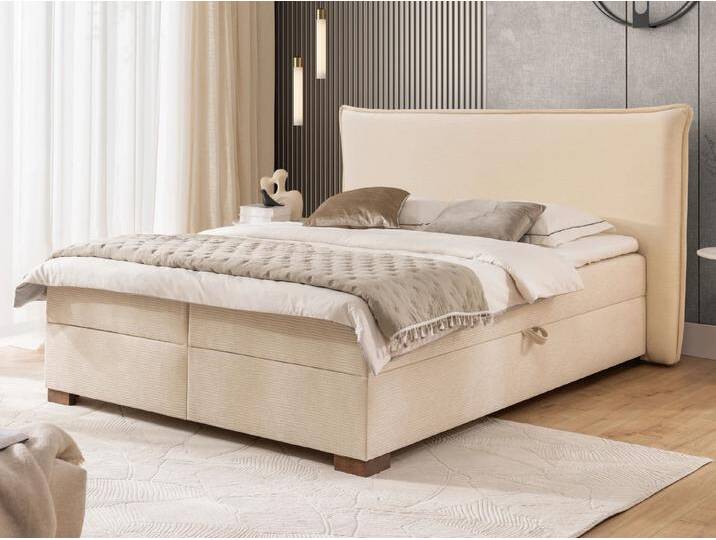 S-Style Möbel Lovetti - Boxspringbett mit Topper und Bettkästen aus Strukturstoff-Cordoptik, Massivholz Füße - Beige S-Style Möbel Lovetti - Boxspringbett mit Topper und Bettkästen aus Strukturstoff-Cordoptik, Massivholz Füße - Beige von S-Style Möbel