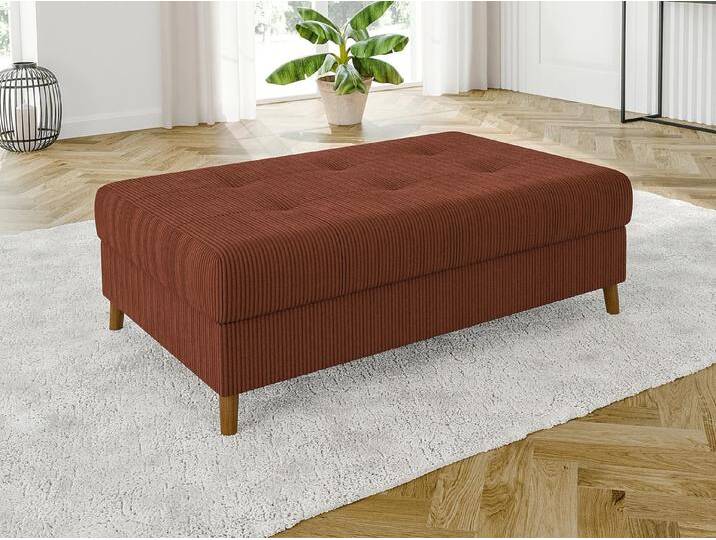 S-Style Möbel Maya - Hocker mit Braun Holzfüßen im skandinavischen Stil aus Cord-Stoff - Terrakotta von S-Style Möbel