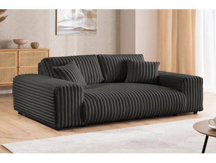 S-Style Möbel Mollis - Sofa 3 Sitzer aus Plüschcord mit schöner Sitzkomfort - Dunkelgrau S-Style Möbel Mollis - Sofa 3 Sitzer aus Plüschcord mit schöner Sitzkomfort - Dunkelgrau von S-Style Möbel