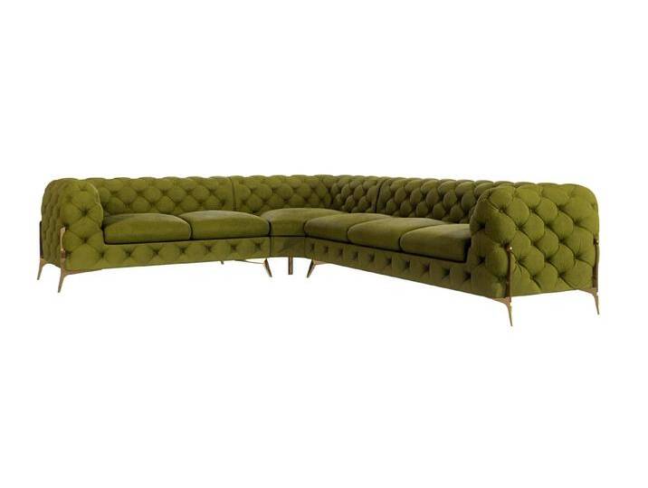 Natalie - Chesterfield Ecksofa mit Goldene Metall Füßen von S-Style Möbel