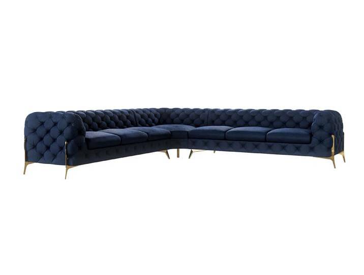 Natalie - Chesterfield Ecksofa mit Goldene Metall Füßen von S-Style Möbel