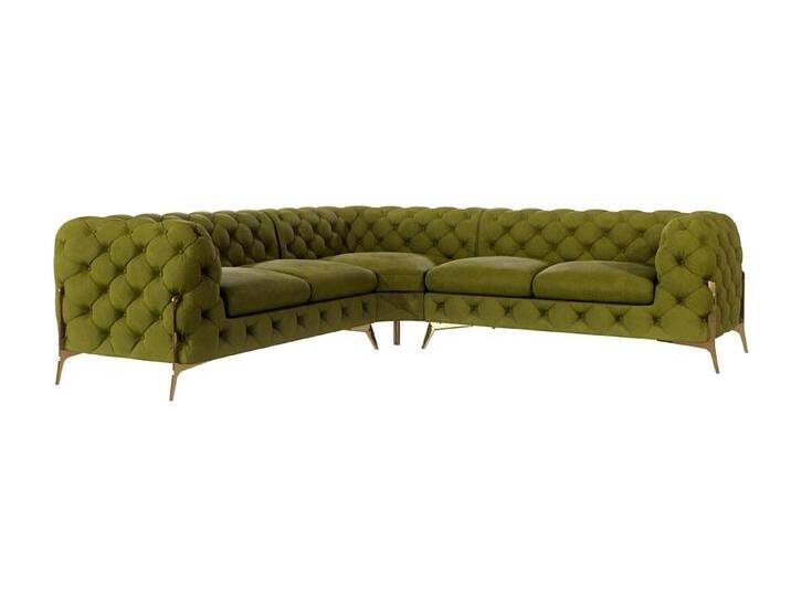 Natalie - Chesterfield Ecksofa mit Goldene Metall Füßen von S-Style Möbel