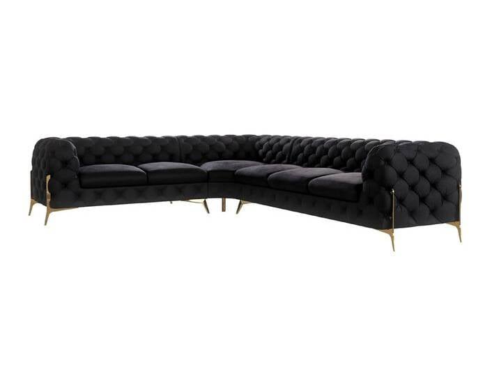 Natalie - Chesterfield Ecksofa mit Goldene Metall Füßen von S-Style Möbel