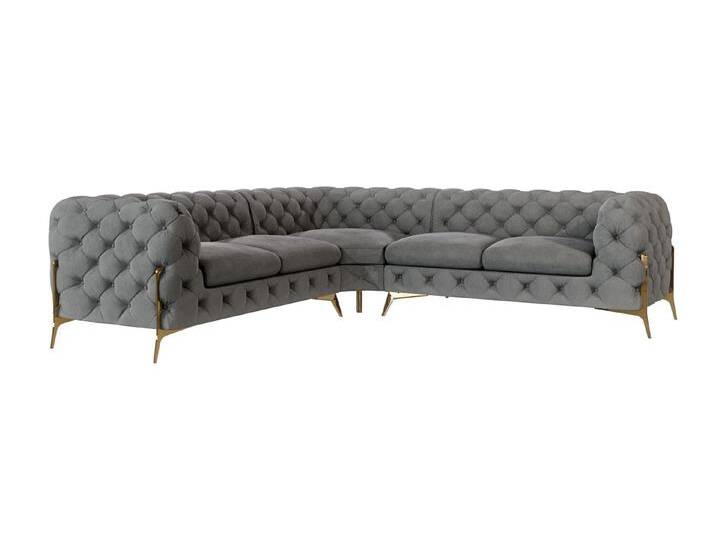 S-Style Möbel Natalie - Chesterfield Ecksofa mit Goldene Metall Füßen - Grau S-Style Möbel Natalie - Chesterfield Ecksofa mit Goldene Metall Füßen - Grau von S-Style Möbel