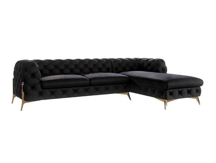 S-Style Möbel Natalie - Chesterfield Ecksofa mit Ottomane mit Goldene Metall Füßen - Schwarz S-Style Möbel Natalie - Chesterfield Ecksofa mit Ottomane mit Goldene Metall Füßen - Schwarz von S-Style Möbel