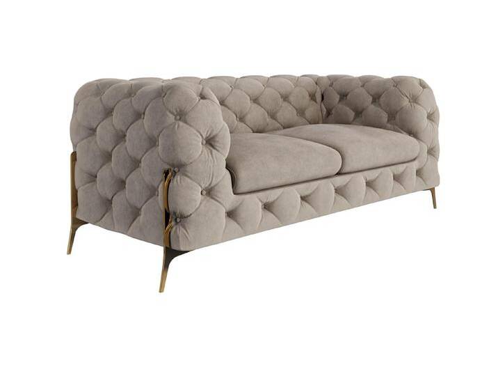 Natalie - Chesterfield Sofa 2-Sitzer mit Goldene Metall Füßen von S-Style Möbel