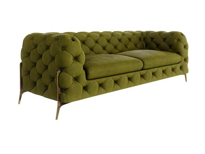 Natalie - Chesterfield Sofa 3-Sitzer mit Goldene Metall Füßen von S-Style Möbel