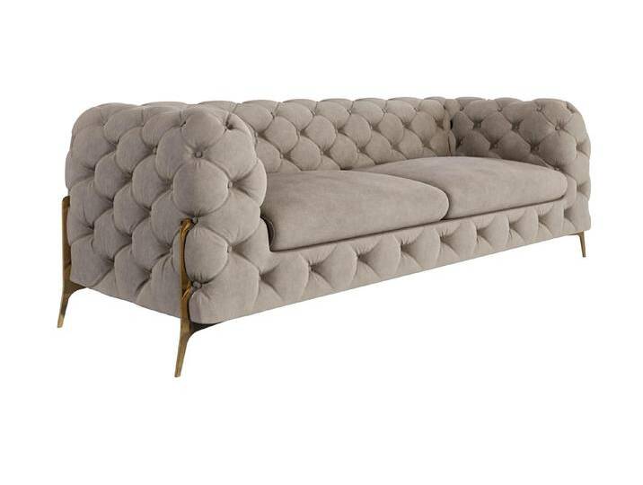 Natalie - Chesterfield Sofa 3-Sitzer mit Goldene Metall Füßen von S-Style Möbel