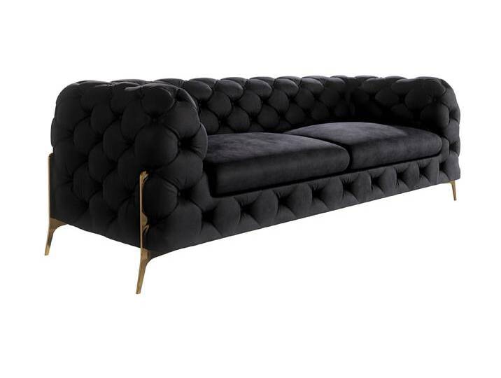 S-Style Möbel Natalie - Chesterfield Sofa 3-Sitzer mit Goldene Metall Füßen - Schwarz S-Style Möbel Natalie - Chesterfield Sofa 3-Sitzer mit Goldene Metall Füßen - Schwarz von S-Style Möbel