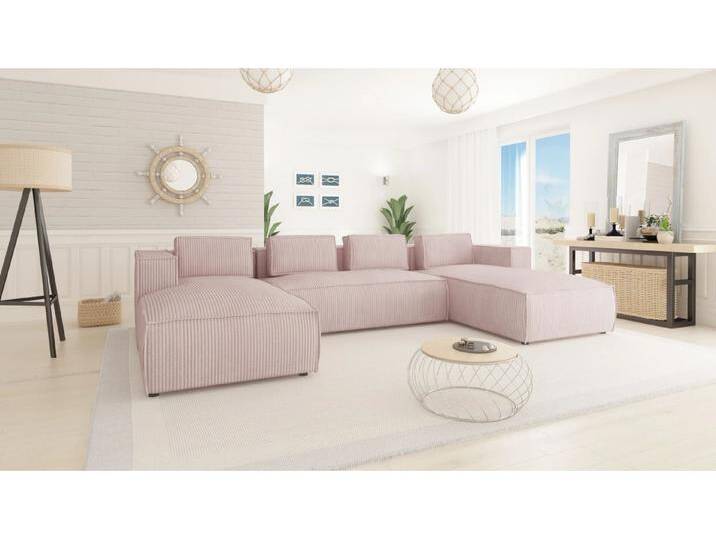 S-Style Möbel Noord - Moderne Wohnlandschaft mit weichem Sitz - Puderrosa von S-Style Möbel