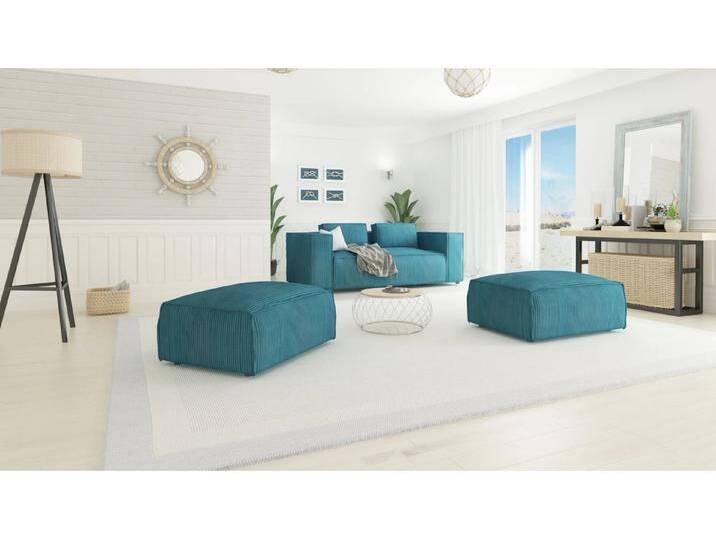 S-Style Möbel Noord - Moderner Fußhocker mit weichem Sitz - Türkis von S-Style Möbel