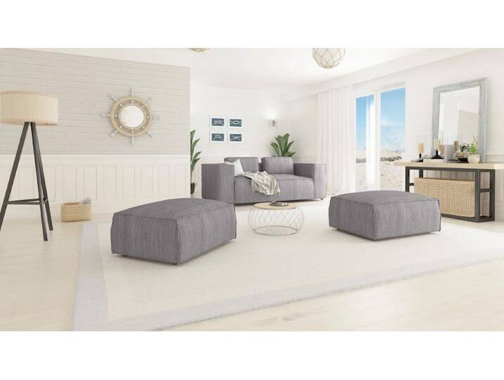 S-Style Möbel Noord - Moderner Fußhocker mit weichem Sitz - Hellgrau von S-Style Möbel