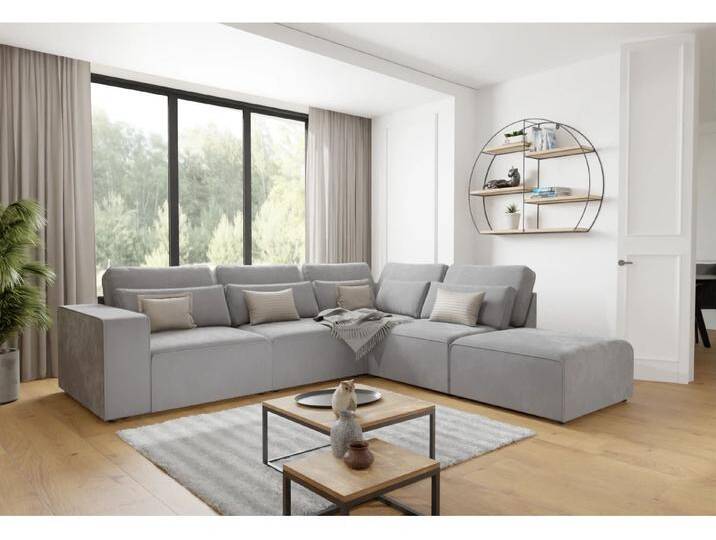 Norbert - Modulare Ecksofa in Samt-Stoff mit Rücken und Lendenkissen Norbert - Modulare Ecksofa in Samt-Stoff mit Rücken und Lendenkissen von S-Style Möbel