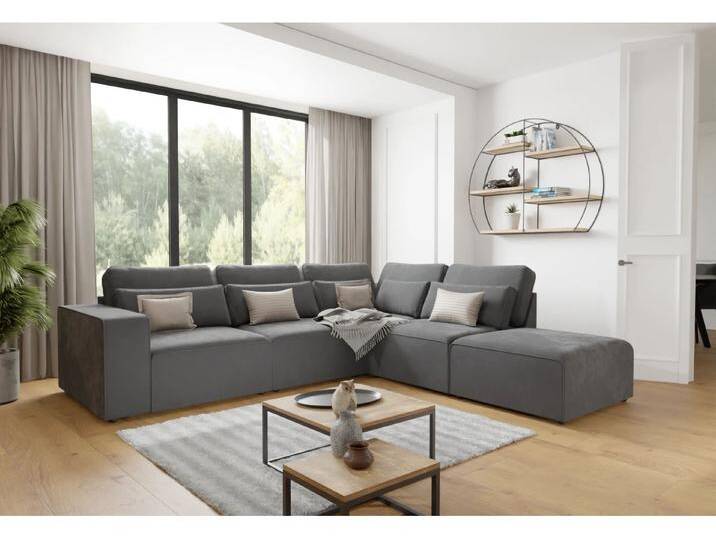 Norbert - Modulare Ecksofa in Samt-Stoff mit Rücken und Lendenkissen Norbert - Modulare Ecksofa in Samt-Stoff mit Rücken und Lendenkissen von S-Style Möbel