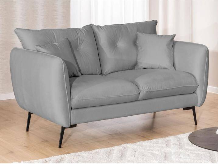 S-Style Möbel Nordloft - Modernes Sofa 2-Sitzer aus Samt-Stoff mit Hohen Schwarzen Metallfüßen und schöner Sitzkomfort - Hellgrau S-Style Möbel Nordloft - Modernes Sofa 2-Sitzer aus Samt-Stoff mit Hohen Schwarzen Metallfüßen und schöner Sitzkomfort - Hellgrau von S-Style Möbel