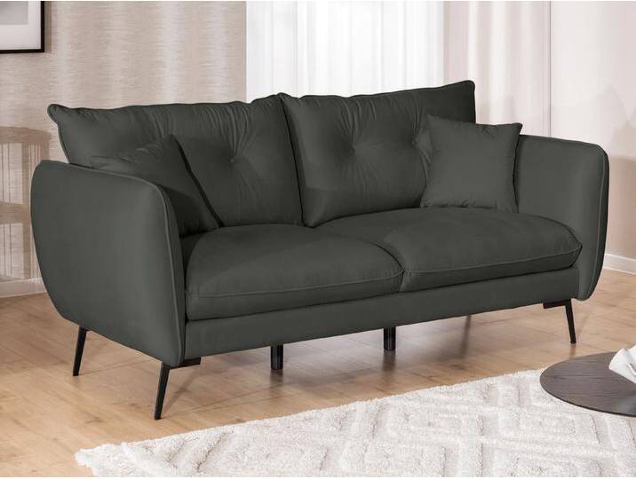 S-Style Möbel Nordloft - Modernes Sofa 3-Sitzer aus Samt-Stoff mit Hohen Schwarzen Metallfüßen und schöner Sitzkomfort - Dunkelgrau S-Style Möbel Nordloft - Modernes Sofa 3-Sitzer aus Samt-Stoff mit Hohen Schwarzen Metallfüßen und schöner Sitzkomfort - Dunkelgrau von S-Style Möbel