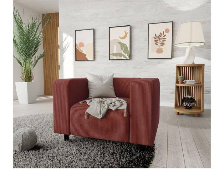 S-Style Möbel Oskar - Modernes Sessel aus Cord-Stoff mit bequemem Sitz - Terrakotta von S-Style Möbel