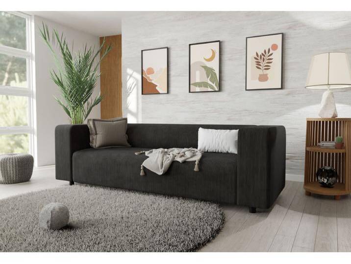 S-Style Möbel Oskar - Modernes Sofa 3 sitzer aus Cord-Stoff mit bequemem Sitz - Schwarz S-Style Möbel Oskar - Modernes Sofa 3 sitzer aus Cord-Stoff mit bequemem Sitz - Schwarz von S-Style Möbel