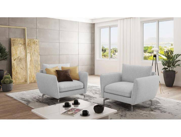 S-Style Möbel Patrick - Modernes Sessel mit Silber Metall Füßen - Silber von S-Style Möbel