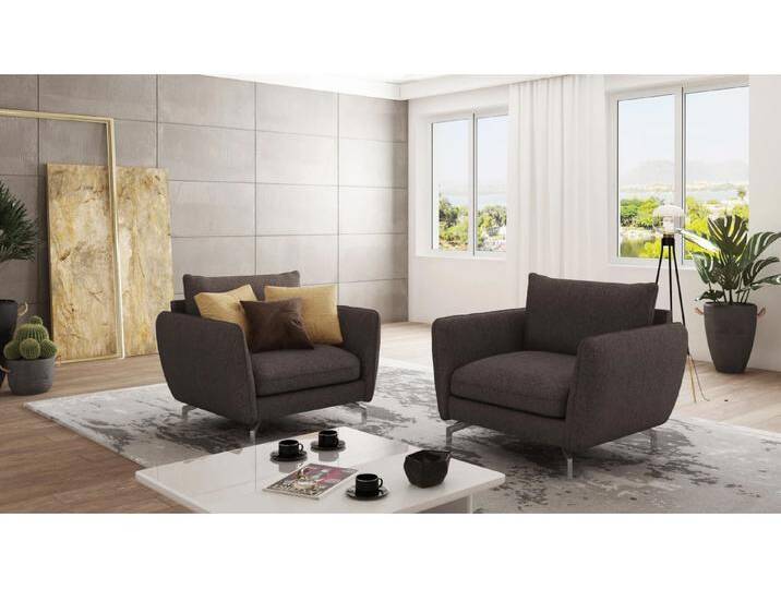 S-Style Möbel Patrick - Modernes Sessel mit Silber Metall Füßen - Braun - Khaki von S-Style Möbel