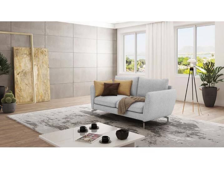 S-Style Möbel Patrick - Modernes Sofa 2-Sitzer mit Silber Metall Füßen - Silber von S-Style Möbel