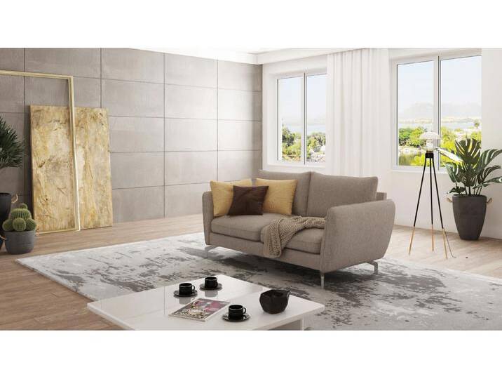 S-Style Möbel Patrick - Modernes Sofa 2-Sitzer mit Silber Metall Füßen - Dunkelbeige S-Style Möbel Patrick - Modernes Sofa 2-Sitzer mit Silber Metall Füßen - Dunkelbeige von S-Style Möbel