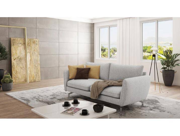 S-Style Möbel Patrick - Modernes Sofa 3-Sitzer mit Silber Metall Füßen - Silber von S-Style Möbel