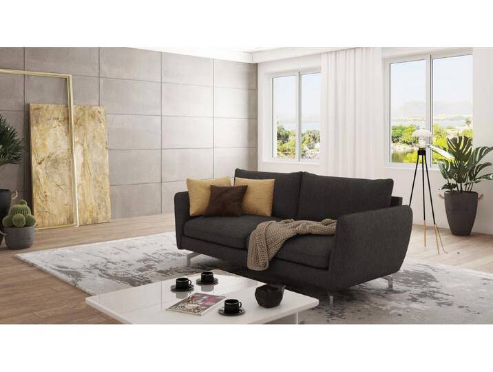 S-Style Möbel Patrick - Modernes Sofa 3-Sitzer mit Silber Metall Füßen - Graphit S-Style Möbel Patrick - Modernes Sofa 3-Sitzer mit Silber Metall Füßen - Graphit von S-Style Möbel