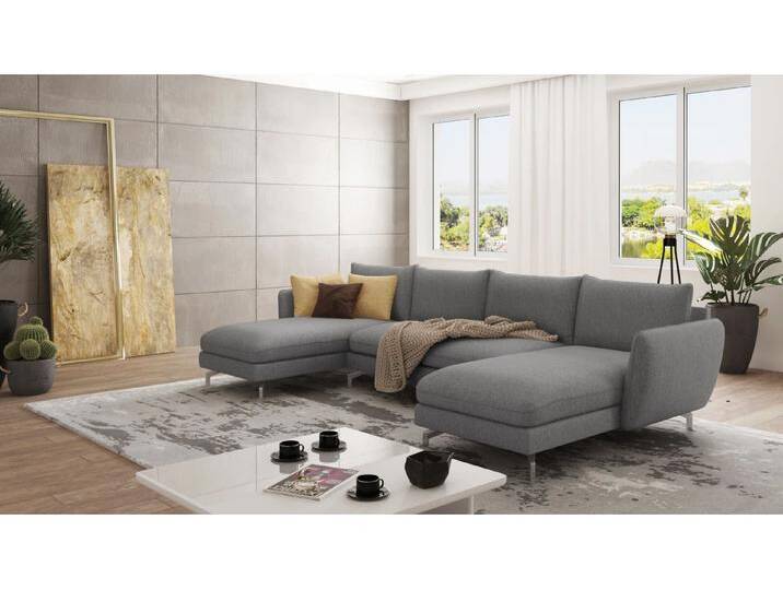 Patrick - Wohnlandschaft mit Silber Metall Füßen von S-Style Möbel