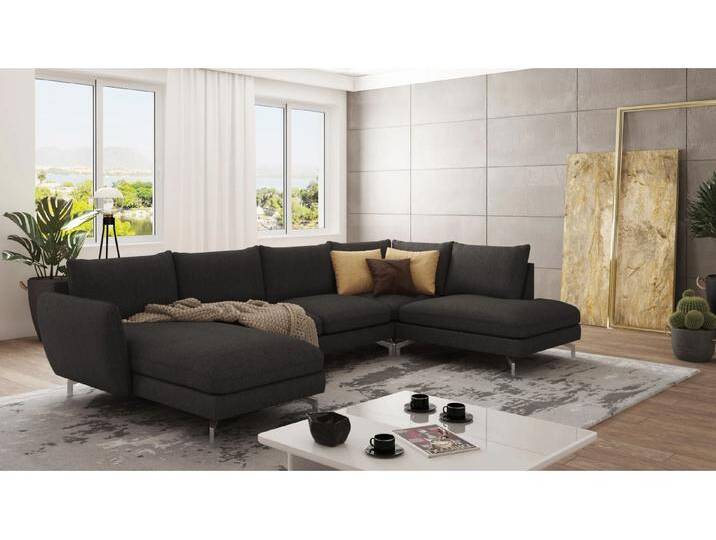 S-Style Möbel Patrick - Wohnlandschaft mit Silber Metall Füßen von S-Style Möbel