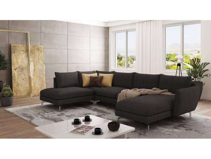S-Style Möbel Patrick - Wohnlandschaft mit Silber Metall Füßen von S-Style Möbel